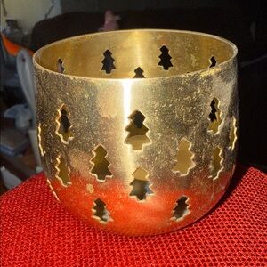 Home Interiors Gold Holiday Candle Holder